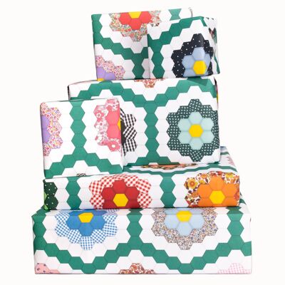 Patchwork Quilt Wrapping Paper - 1 Sheet