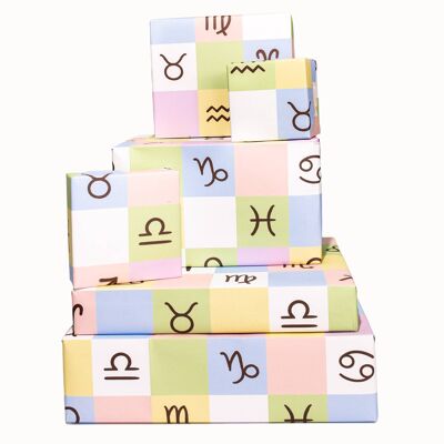 Patchwork Zodiac Wrapping Paper - 1 Sheet