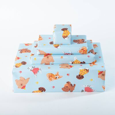 Papier Cadeau Chiens à Empreinte de Patte - 1 Feuille