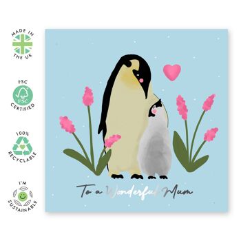 Carte Merveilleuse Maman Pingouin 1