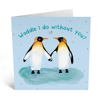 Tarjeta Pingüinos enamorados