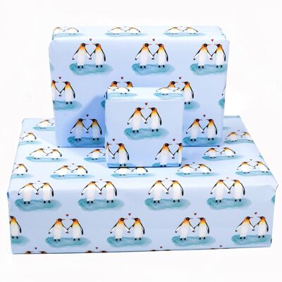 Verliebte Pinguine Geschenkpapier – 1 Blatt