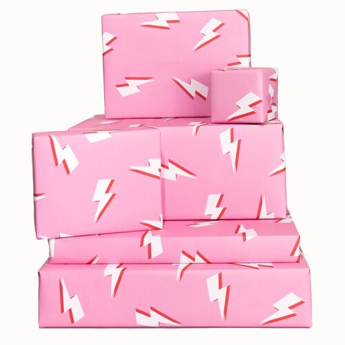Pink Lightning Bolt Wrapping Paper - 1 Sheet