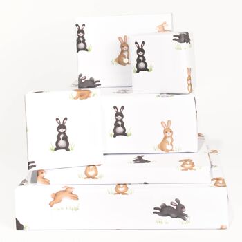 Papier cadeau lapins ludiques - 1 feuille 1