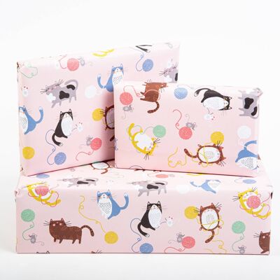 Geschenkpapier mit verspielten Katzen und Mäusen – 1 Blatt