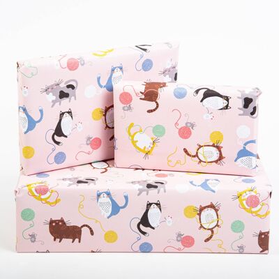 Papier Cadeau Chats et Souris Espiègles - 1 Feuille