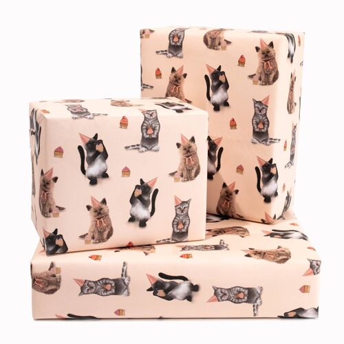 Purrty Cupcake Cats Wrapping Paper - 1 Sheet