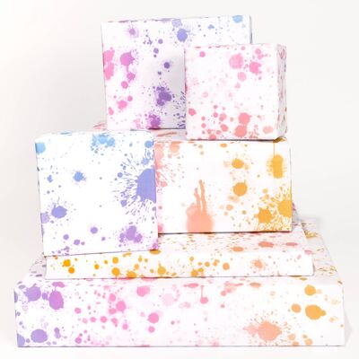 Papier d'emballage Rainbow Splatter - 1 feuille