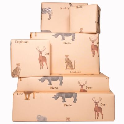 Safari Animals Wrapping Paper - 1 Sheet