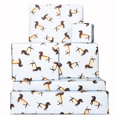 Sausage Dogs Baby Blue Wrapping Paper - 1 Sheet