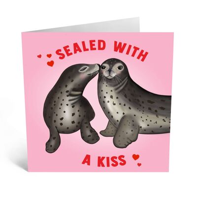 Linda tarjeta de aniversario sellada con un beso