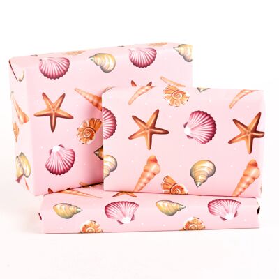 Papier Cadeau Coquillages - 1 Feuille