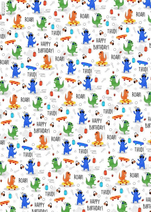 Sketchy Dinos Wrapping Paper - 1 Sheet