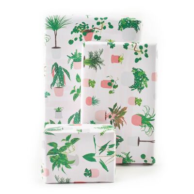 Small House Plants Wrapping Paper - 1 Sheet