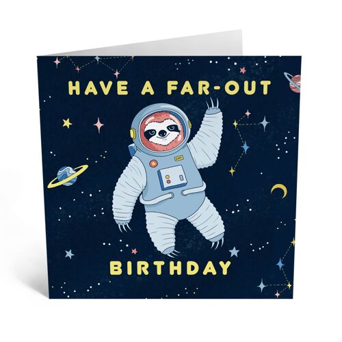 Space Sloth Cute Birthday Card