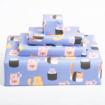 Papier Cadeau Chat Sushi - 1 Feuille 2