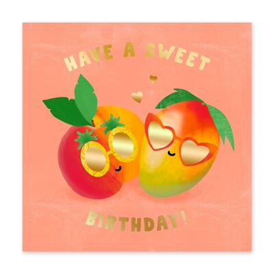 Tarjeta de cumpleaños linda del cumpleaños de la fruta dulce