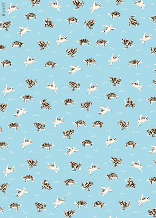 Swimming Turtles Wrapping Paper - 1 Sheet