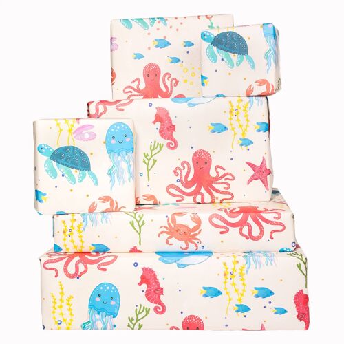 Under The Sea Cartoon Wrapping Paper - 1 Sheet