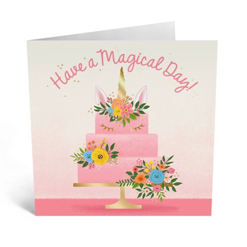 Unicorn Cake Cute Birthday Card