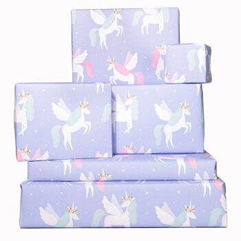 Papier Cadeau Licorne Couronnes de Fleurs - 1 Feuille 1