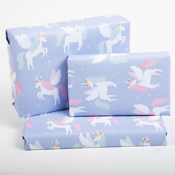 Papier Cadeau Licorne Couronnes de Fleurs - 1 Feuille 2