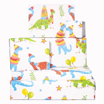 Winter Dinosaurs Wrapping Paper - 1 Sheet