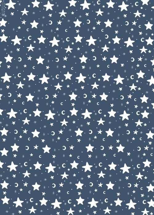 Winter Painterly Stars Wrapping Paper - 1 Sheet