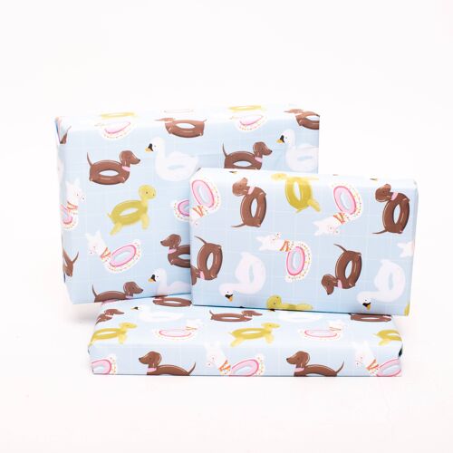 Wrapping Paper, Gift Wrap Animal Pool Floats  - 1 Sheet