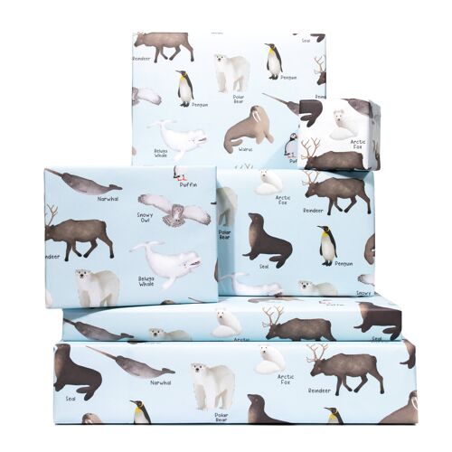 Wrapping Paper, Gift Wrap Arctic Animals  - 1 Sheet