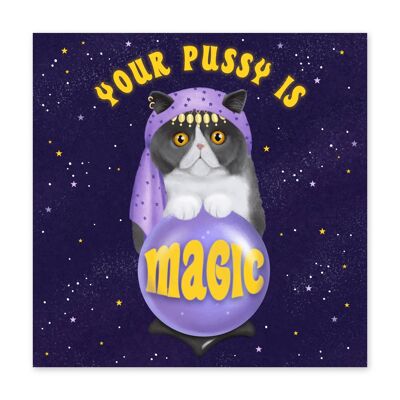 Your Pussy Is Magic Funny Birthday Card