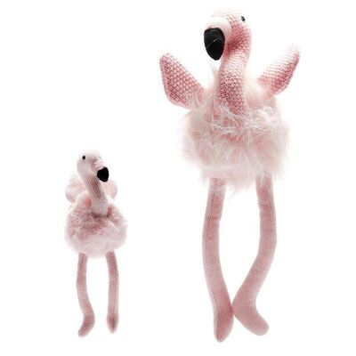 Small Flamingo rattle with tweed legs