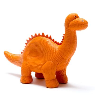 3 in 1 Dinosaur toy - Teether, Bath, Rubber toy- Orange Diplodocus