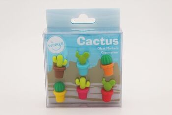 Marqueur de verre cactus | 6 inclus 4