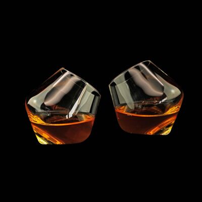 Rolling whiskey glasses round set of 2