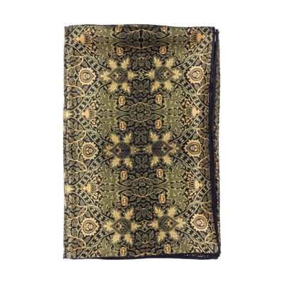 Sciarpa Acantus con stampa Art Nouveau in raso di seta 100% seta