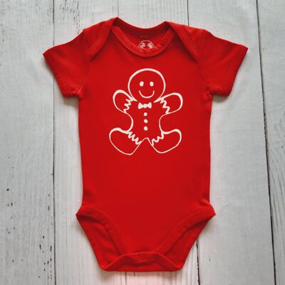 Gingerbread man baby vest red
