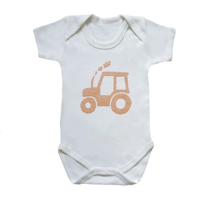 Rose Gold Tractor Baby Vest