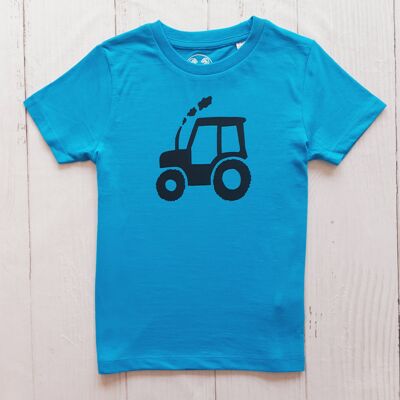 Tractor Kids T Shirt Blue