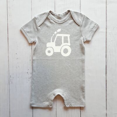Tractor Playsuit Grey/White