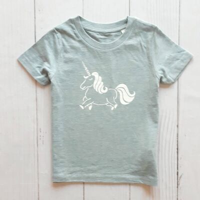 Unicorn Kids T Shirt Heather Ice/Blue