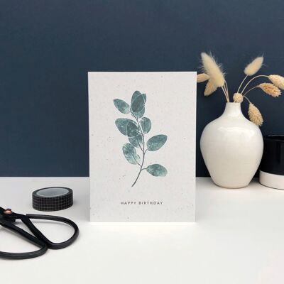Happy Birthday Card | Eucalyptus plant print.
