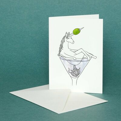Grußkarte Einhorn Martini