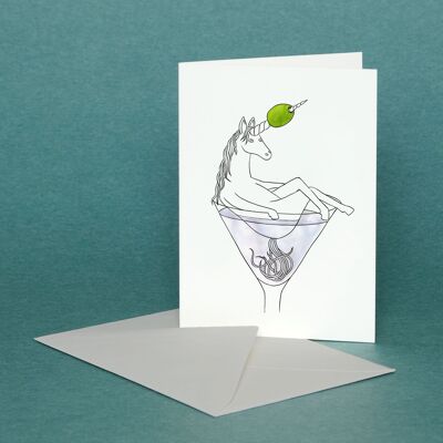 Grußkarte Einhorn Martini
