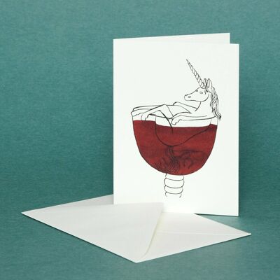 Grußkarte Einhorn Wein