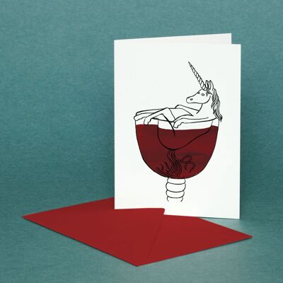 Grußkarte Einhorn Wein
