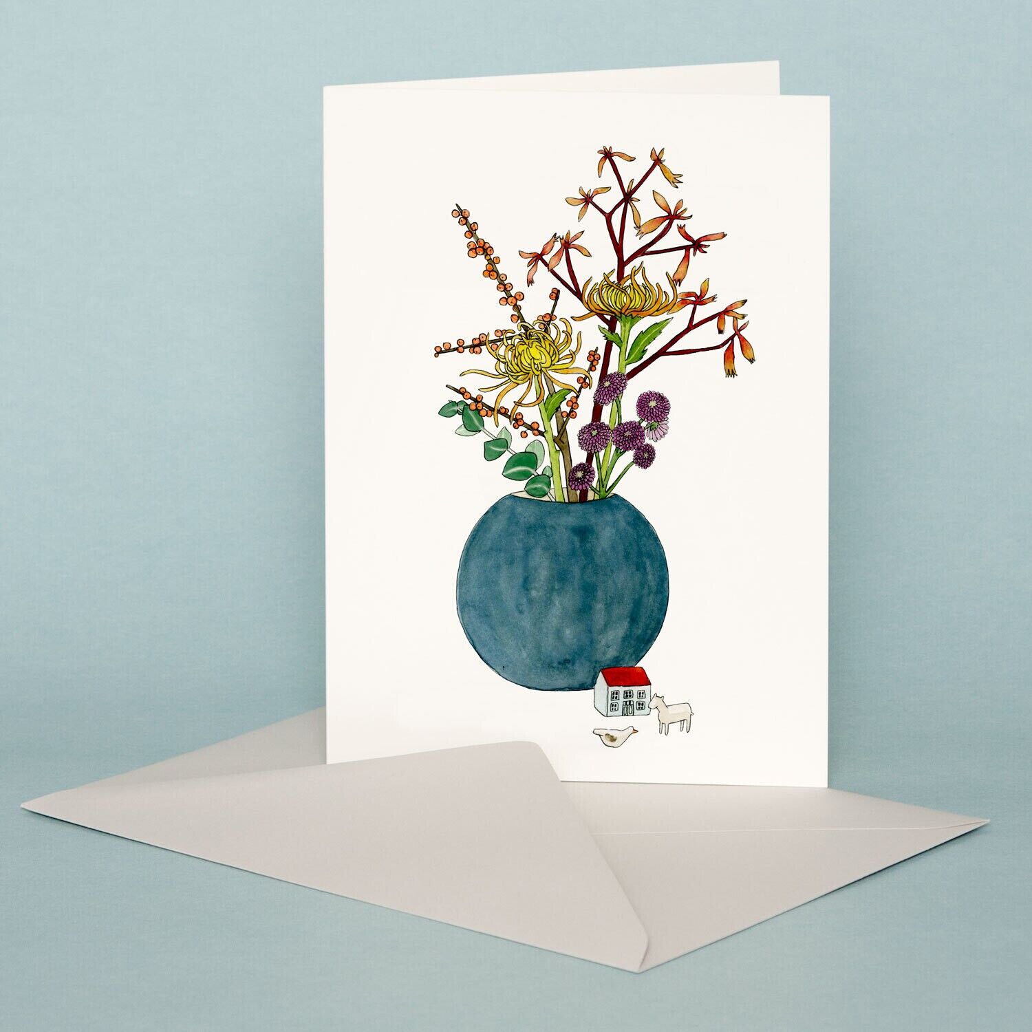 Grußkarte Großer Blumenstrauß Herbst