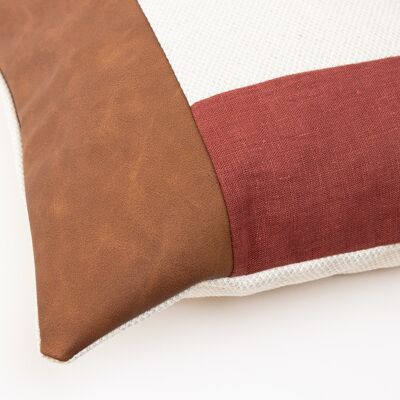 Faux Leather Rust Linen Cushion Cover - 16x16-inches - Moss Green