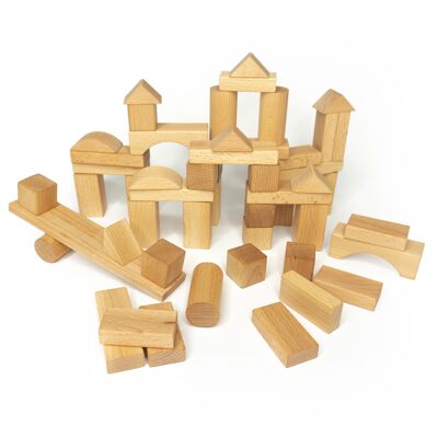 rewoodo wooden building blocks incl. cotton bag refined with walnut oil