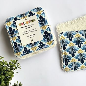 Make-up remover cottons | 7 reusable wipes - Graphic blue 1